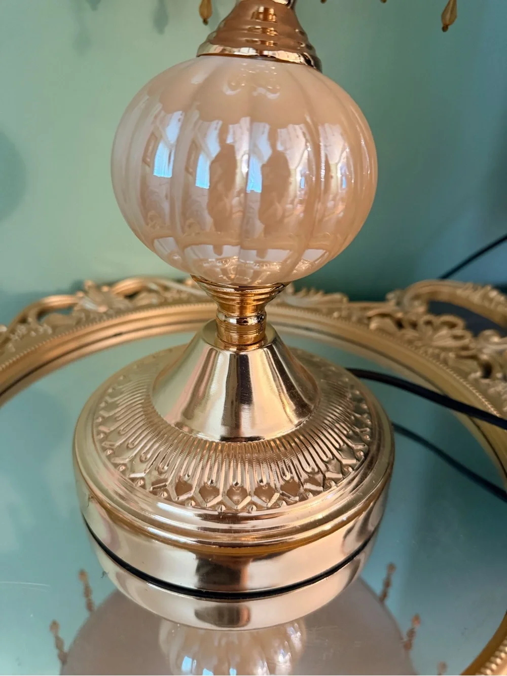 Elegant Gold Table Lamp with Blush Pink Fabric Shade